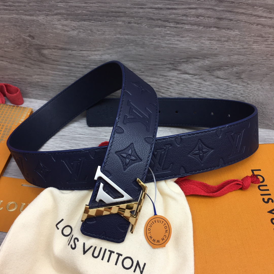 最高級ルイヴィトンスーパーコピー ルイヴィトンベルトコピー ベルト・LV イニシャル 40MM リバーシブル ネイビー ブルー モノグラム・アンプラント レザー シルバー金具 202405658 - 画像 (4)