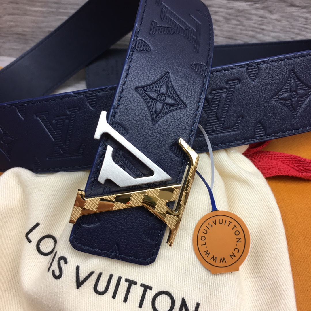 最高級ルイヴィトンスーパーコピー ルイヴィトンベルトコピー ベルト・LV イニシャル 40MM リバーシブル ネイビー ブルー モノグラム・アンプラント レザー シルバー金具 202405658 - 画像 (3)