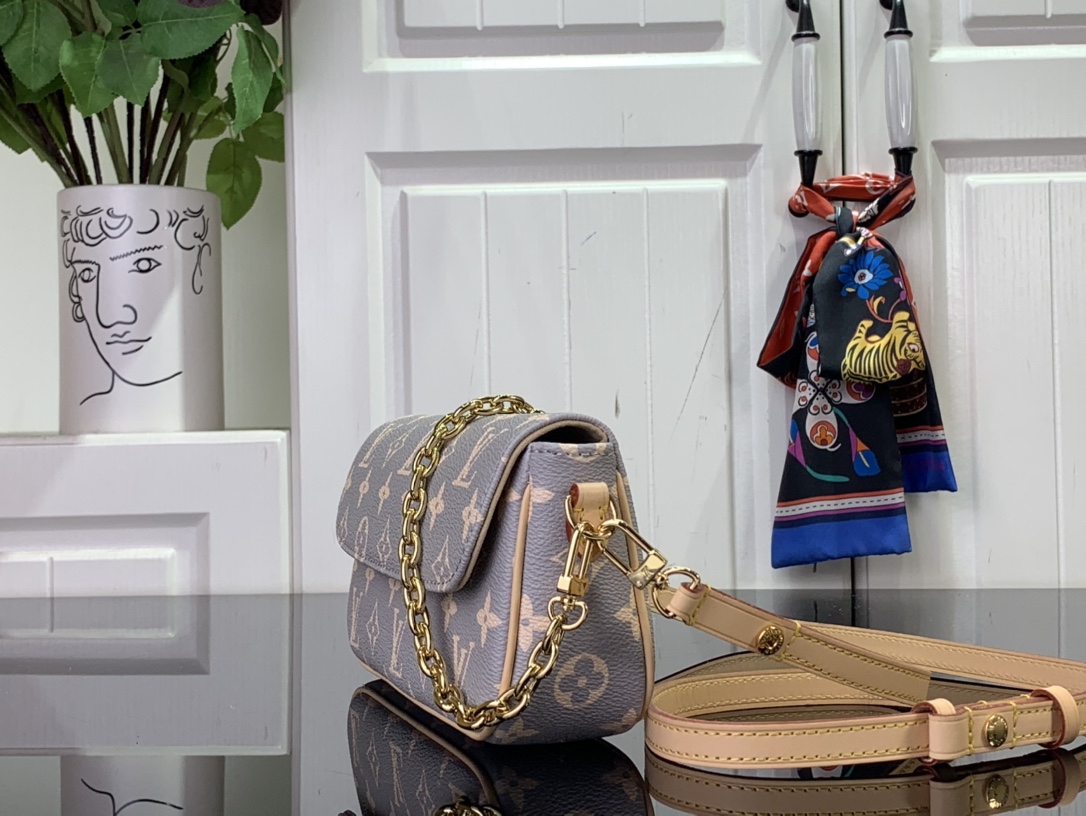 ルイヴィトン ショルダーバッグ 新作 Louis Vuitton ウォレット オン チェーン・アイビー トリアノン グレー M12778 モノグラム・キャンバス ゴールド金具 - 画像 (9)
