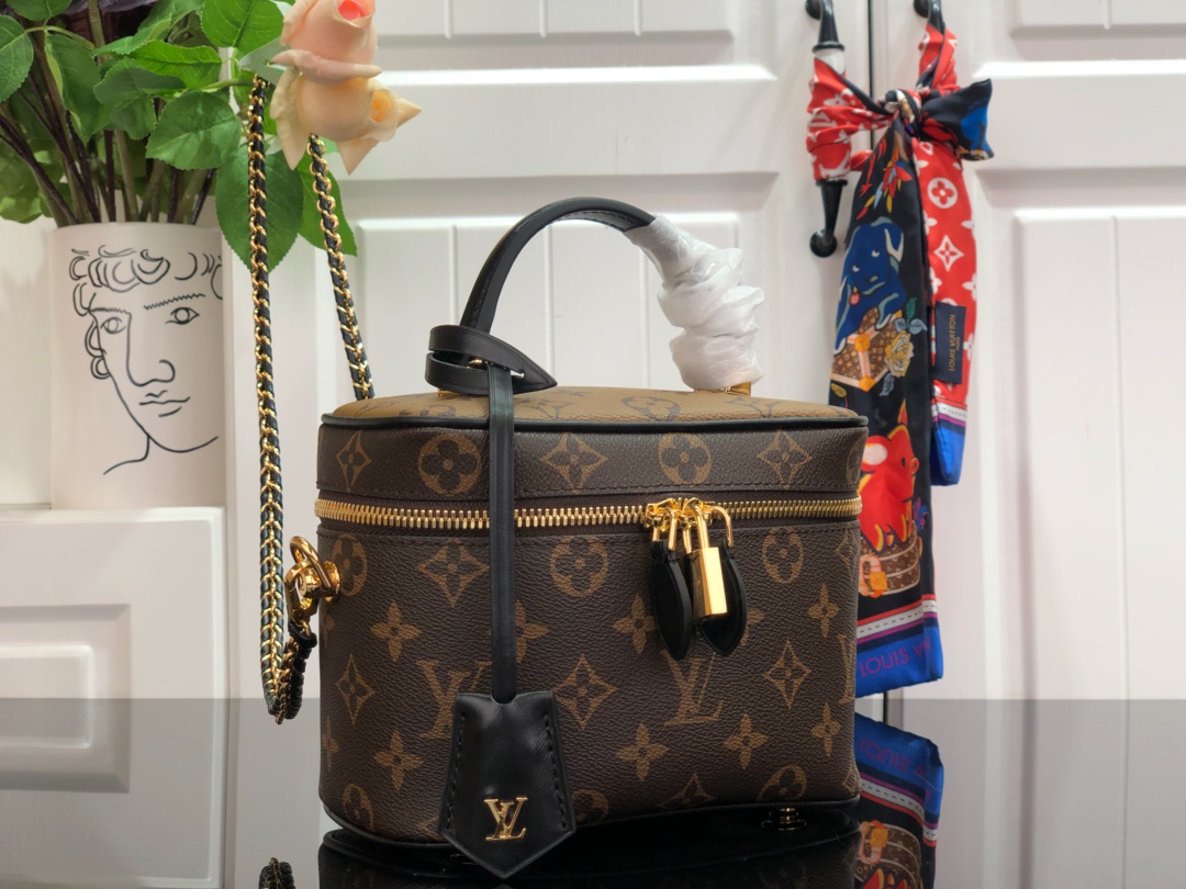 ルイヴィトン ポーチ 新作 Louis Vuitton ヴァニティ NV PM ダークブラウン M45165 モノグラム・キャンバス ゴールド金具 - 画像 (6)