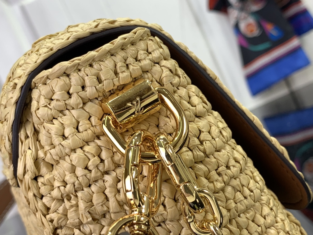 ルイヴィトン ホーボーバッグ 新作 Louis Vuitton ツイスト WEST ナチュラル / タン M25030 ラフィア ゴールド金具 - 画像 (6)