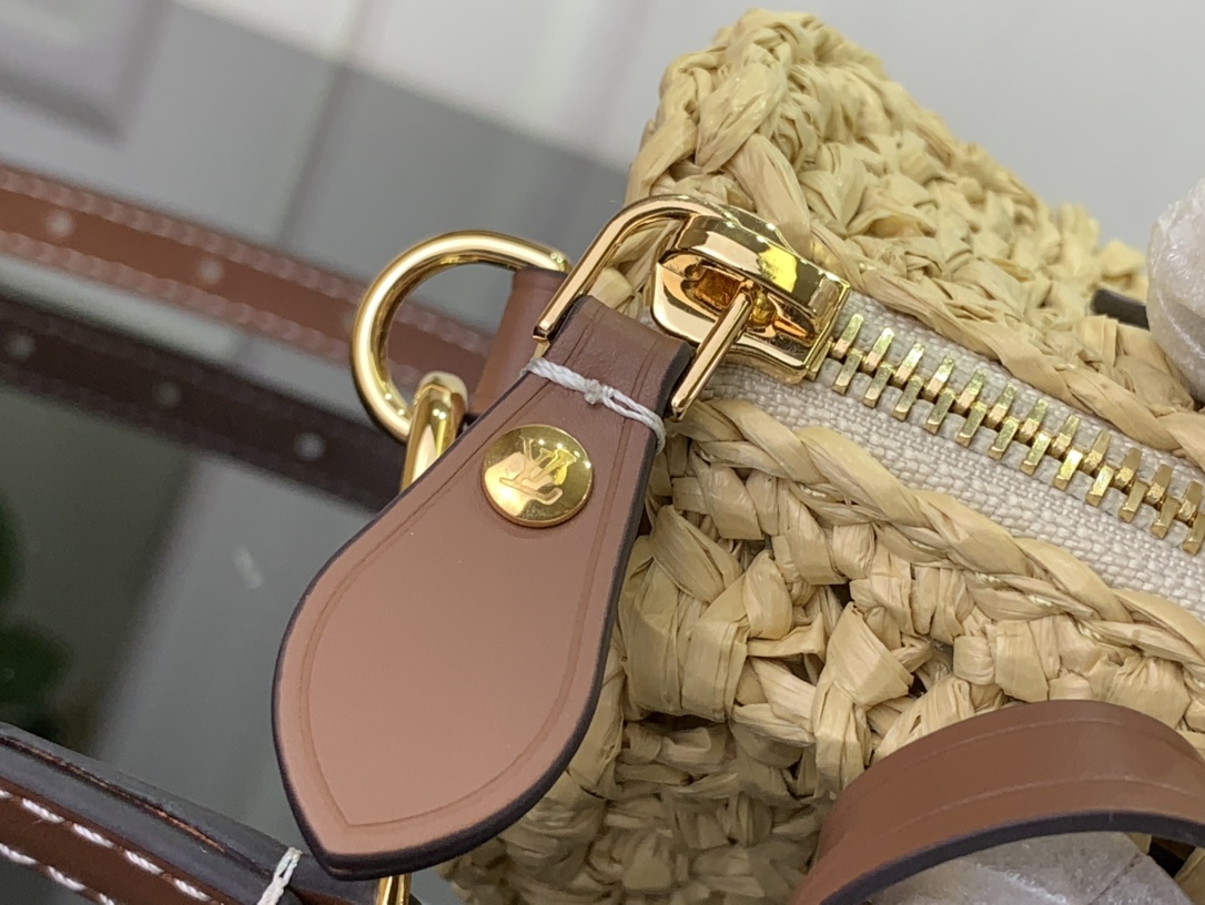 ルイヴィトン バンドリエール 新作 ボストンバッグ Louis Vuitton ナノ・スピーディ ナチュラル / タン M83525 ラフィア ゴールド金具 - 画像 (4)