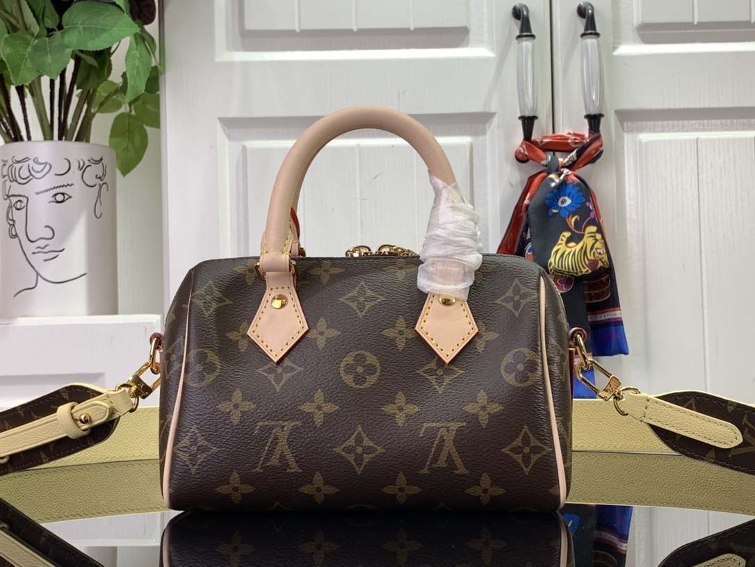 ルイヴィトン バンドリエール 新作 ボストンバッグ Louis Vuitton スピーディ・バンドリエール 18 ダークブラウン M46970 モノグラム・キャンバス ゴールド金具 - 画像 (2)