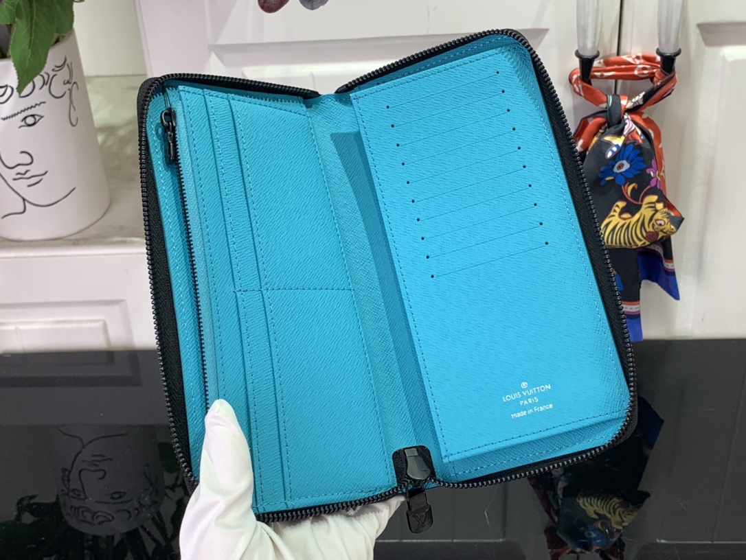 最高級ルイヴィトンスーパーコピー ルイヴィトン長財布コピー ジッピーウォレット・ヴェルティカル ターコイズ M11523 モノグラム・エクリプス リバース キャンバス ブラック金具 - 画像 (2)