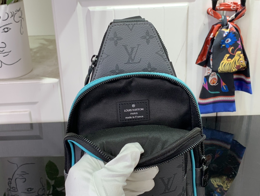 ルイヴィトン スリングバッグ 新作 Louis Vuitton アヴェニュー・スリングバッグ PM ターコイズ M11703 モノグラム・エクリプス リバース キャンバス ブラック金具 - 画像 (3)