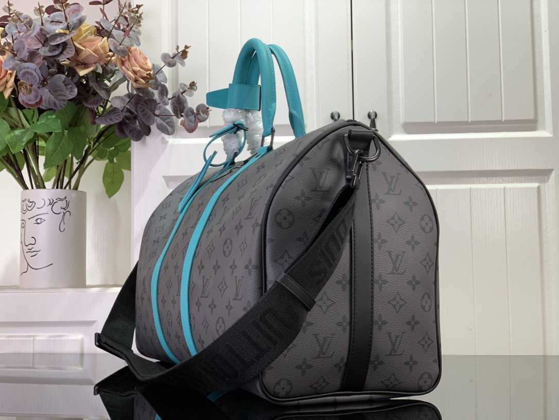 ルイヴィトン バンドリエール 新作 Louis Vuitton キーポル・バンドリエール 45 ターコイズ M11481 モノグラム・エクリプス ブラック金具 ボストンバッグ - 画像 (9)