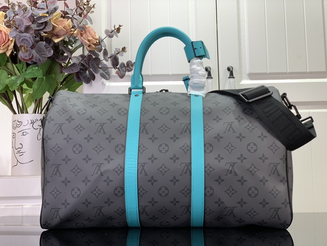 ルイヴィトン バンドリエール 新作 Louis Vuitton キーポル・バンドリエール 45 ターコイズ M11481 モノグラム・エクリプス ブラック金具 ボストンバッグ - 画像 (8)
