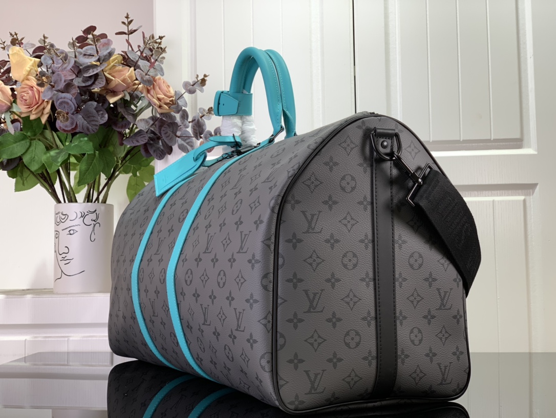 ルイヴィトン バンドリエール 新作 Louis Vuitton キーポル・バンドリエール 55 ターコイズ M41414 モノグラム・エクリプス ブラック金具 ボストンバッグ - 画像 (9)