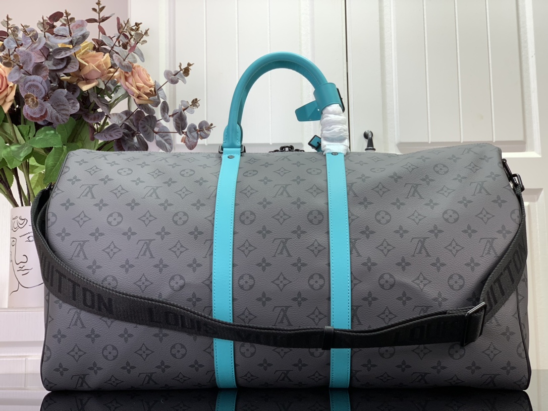 ルイヴィトン バンドリエール 新作 Louis Vuitton キーポル・バンドリエール 55 ターコイズ M41414 モノグラム・エクリプス ブラック金具 ボストンバッグ - 画像 (8)
