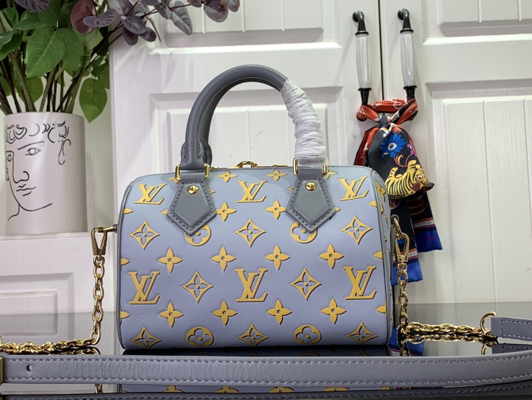 ルイヴィトン バンドリエール 新作 Louis Vuitton スピーディ・バンドリエール 20 ベビー ブルー M25454 カーフレザー ゴールド金具 ボストンバッグ - 画像 (8)