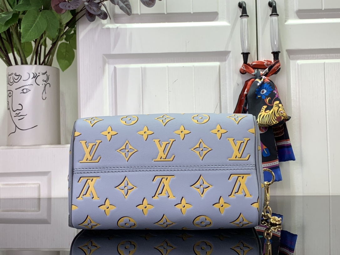 ルイヴィトン バンドリエール 新作 Louis Vuitton スピーディ・バンドリエール 20 ベビー ブルー M25454 カーフレザー ゴールド金具 ボストンバッグ - 画像 (7)