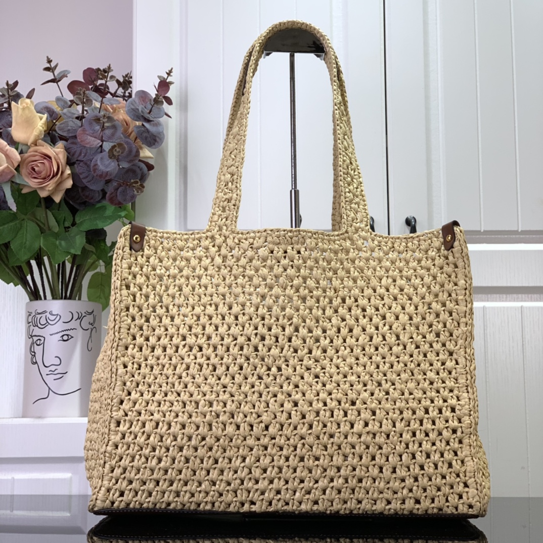 ルイヴィトン トートバッグ 新作 Louis Vuitton オンザゴー MM 2024新作 ナチュラル / タン M24723 ラフィア(ヤシ) ゴールド金具 - 画像 (8)