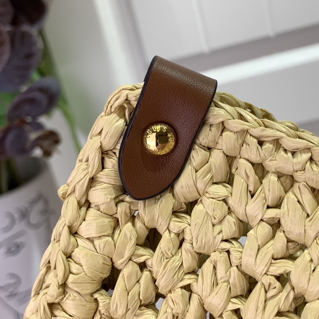 ルイヴィトン トートバッグ 新作 Louis Vuitton オンザゴー MM 2024新作 ナチュラル / タン M24723 ラフィア(ヤシ) ゴールド金具 - 画像 (5)