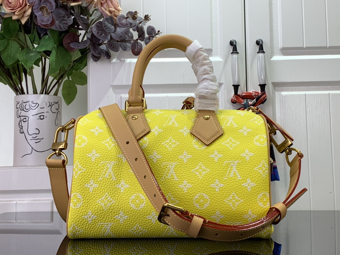 ルイヴィトン バンドリエール 新作 Louis Vuitton スピーディ P9 バンドリエール 25 イエロー M24426 カーフレザー ゴールド金具 ボストンバッグ - 画像 (8)