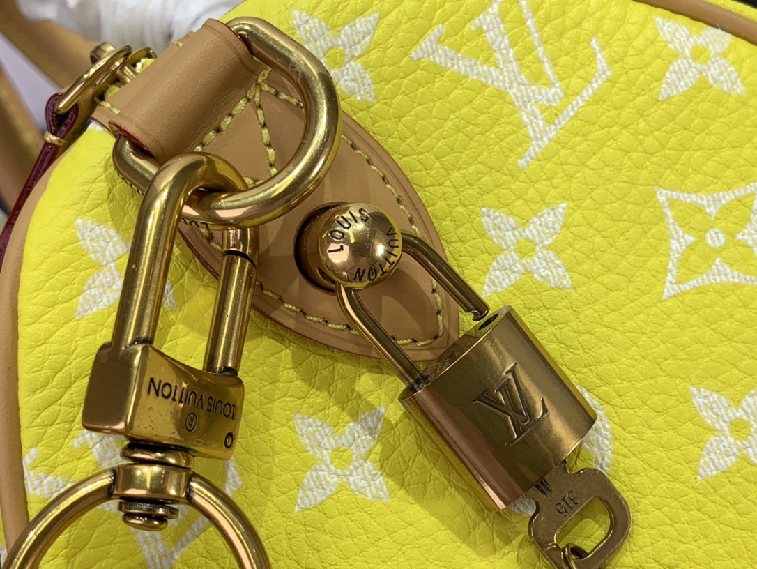 ルイヴィトン バンドリエール 新作 Louis Vuitton スピーディ P9 バンドリエール 25 イエロー M24426 カーフレザー ゴールド金具 ボストンバッグ - 画像 (4)