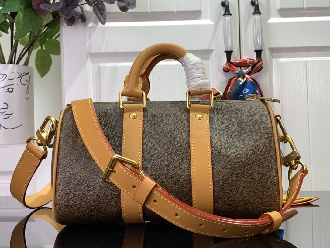 ルイヴィトン バンドリエール 新作 Louis Vuitton キーポル・バンドリエール 25 ダークブラウン M11542 モノグラム・ダスト キャンバス ゴールド金具 ボストンバッグ - 画像 (8)