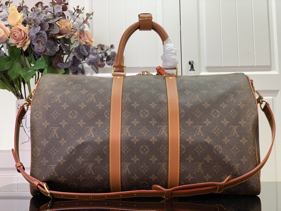 ルイヴィトン バンドリエール 新作 Louis Vuitton キーポル・バンドリエール 50 ダークブラウン M11541 モノグラム・ダスト キャンバス ゴールド金具 ボストンバッグ - 画像 (8)