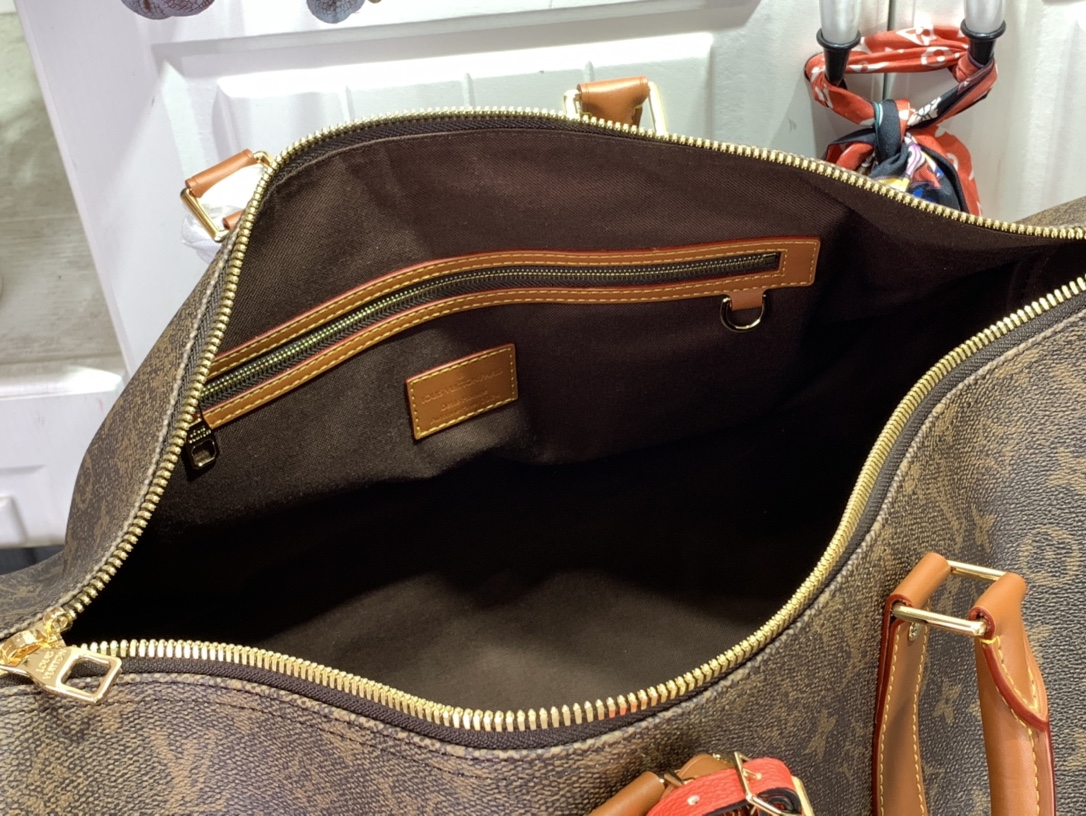 ルイヴィトン バンドリエール 新作 Louis Vuitton キーポル・バンドリエール 50 ダークブラウン M11541 モノグラム・ダスト キャンバス ゴールド金具 ボストンバッグ - 画像 (3)
