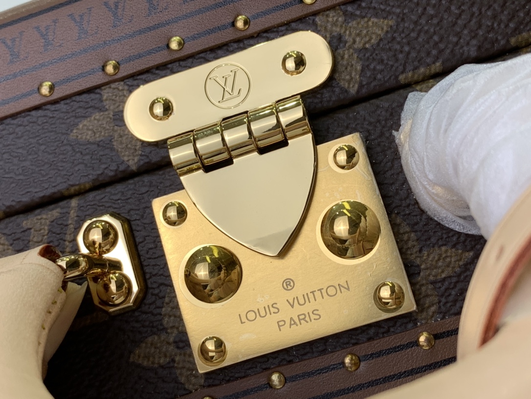 ルイヴィトン ボックス 新作 Louis Vuitton ミニ スクエア トランク ダークブラウン M11210 モノグラム・キャンバス ゴールド金具 - 画像 (6)