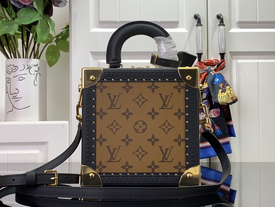 ルイヴィトン ボックス 新作 Louis Vuitton ミニ スクエア トランク ブラウン M11206 モノグラム・キャンバス ゴールド金具 - 画像 (8)
