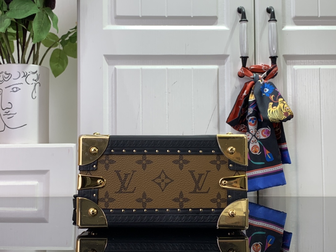 ルイヴィトン ボックス 新作 Louis Vuitton ミニ スクエア トランク ブラウン M11206 モノグラム・キャンバス ゴールド金具 - 画像 (7)