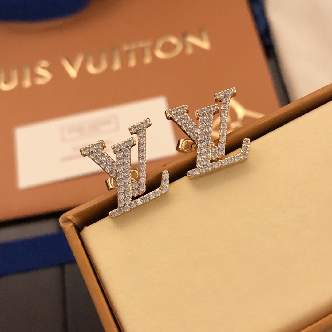 最高級ルイヴィトンスーパーコピー ルイヴィトンピアスコピー ピアス・LV アイコニック ストラス M00609 ゴールド - 画像 (4)