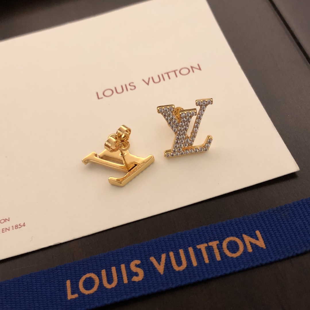 最高級ルイヴィトンスーパーコピー ルイヴィトンピアスコピー ピアス・LV アイコニック ストラス M00609 ゴールド - 画像 (3)