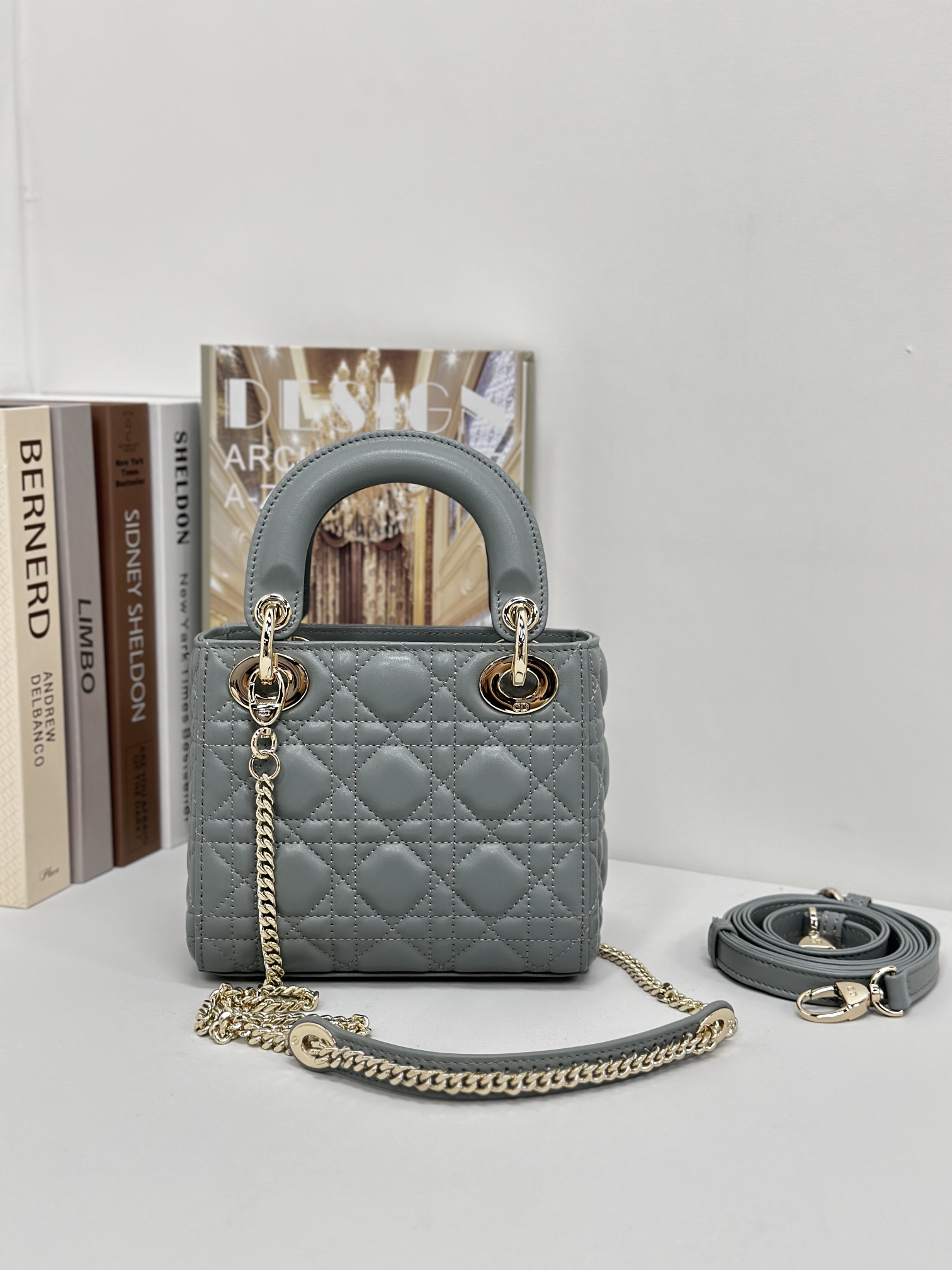 最高級ディオールスーパーコピー ディオールバッグコピー Lady Dior バッグ ミニ M0505ONGE_M81B ストーングレー ゴールド金具 - 画像 (8)