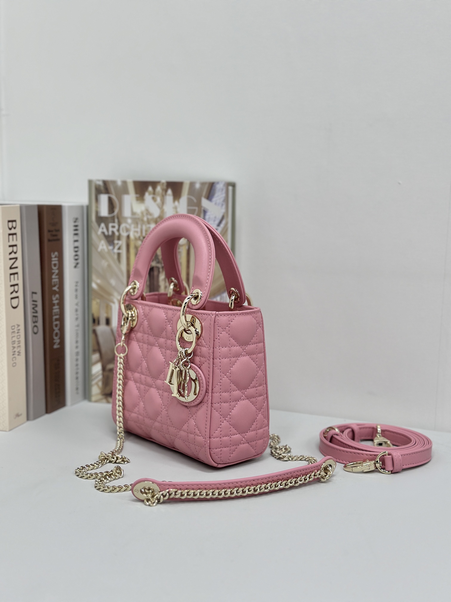 最高級ディオールスーパーコピー ディオールバッグコピー Lady Dior バッグ ミニ M0505ONGE_M00N ディープピンク ゴールド金具 - 画像 (9)