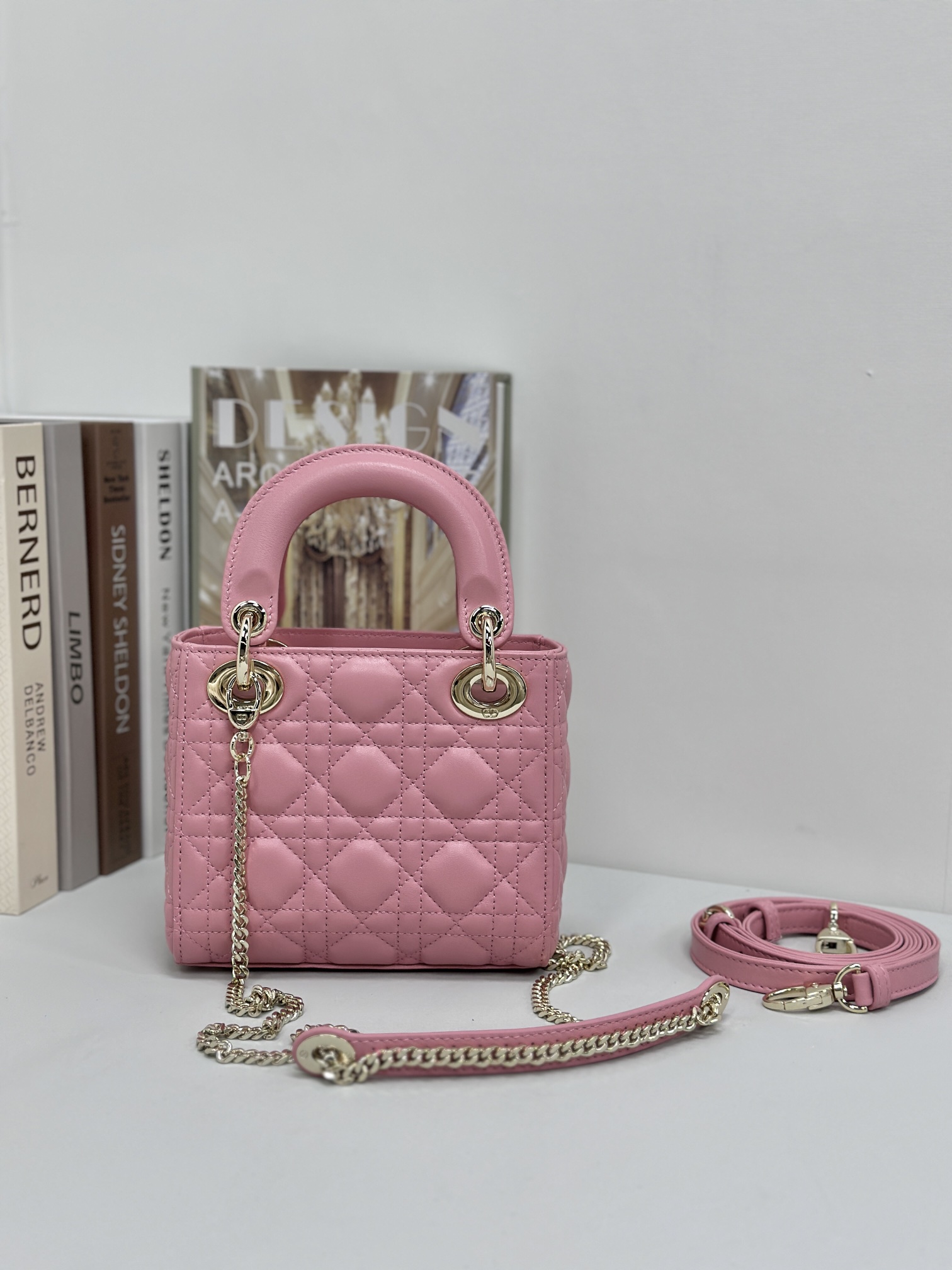 最高級ディオールスーパーコピー ディオールバッグコピー Lady Dior バッグ ミニ M0505ONGE_M00N ディープピンク ゴールド金具 - 画像 (8)