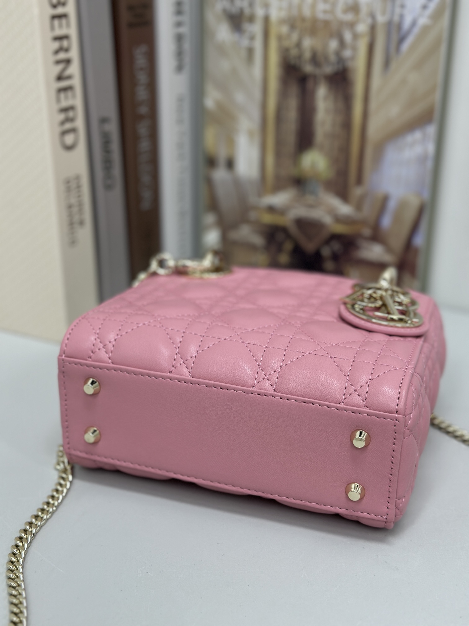 最高級ディオールスーパーコピー ディオールバッグコピー Lady Dior バッグ ミニ M0505ONGE_M00N ディープピンク ゴールド金具 - 画像 (3)