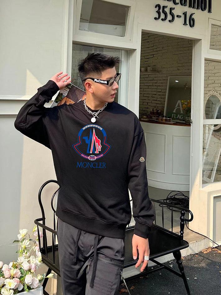 最高級モンクレールスーパーコピー モンクレールスウェットシャツコピー MONCLER 服 スウェットシャツ 2024秋冬新作 ブラック 202409002 コットン 100% - 画像 (9)