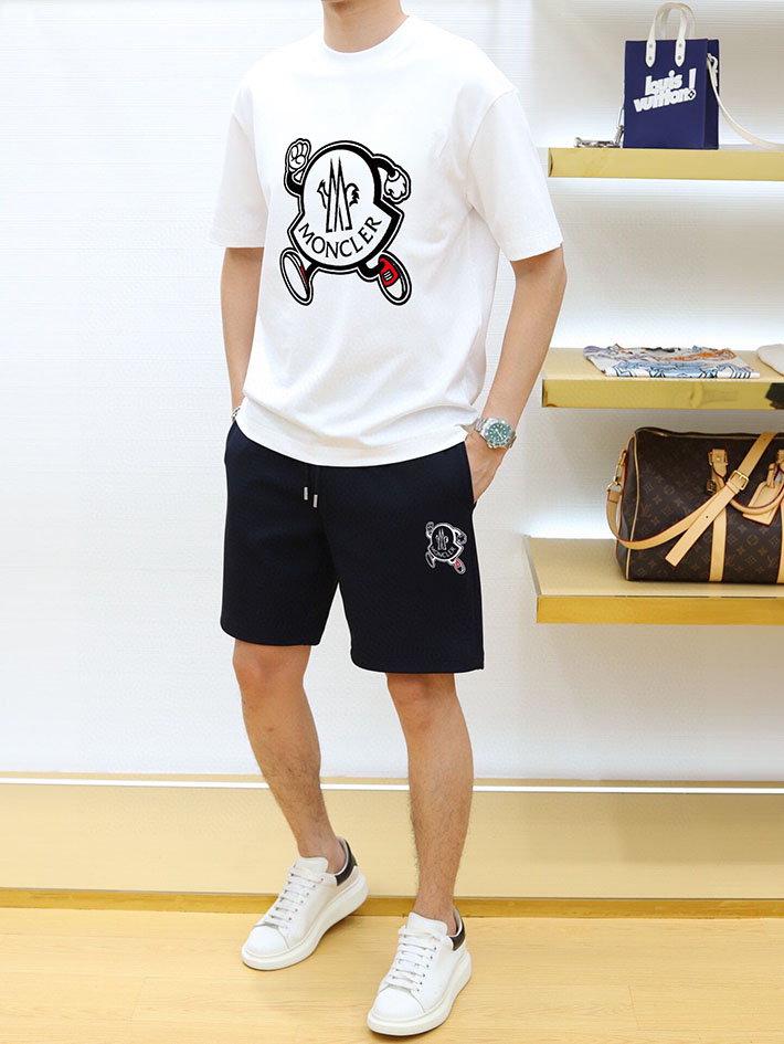 最高級モンクレールスーパーコピー モンクレールTシャツコピー MONCLER 服 Tシャツ×ショートパンツ 2024秋冬新作 ブラック J20918C000218390T999 コットン 100% - 画像 (9)