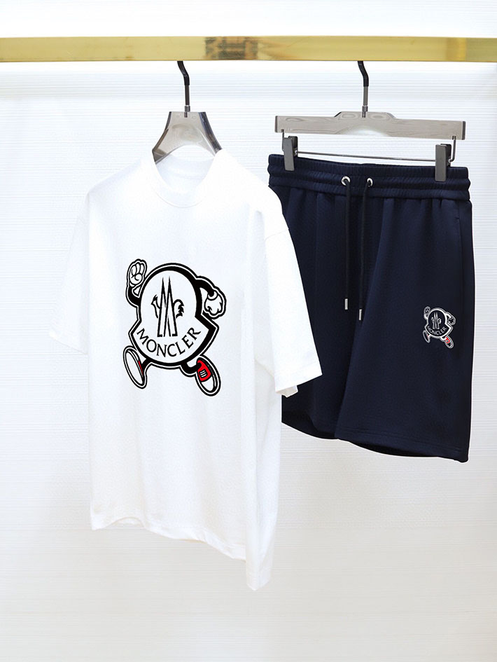 最高級モンクレールスーパーコピー モンクレールTシャツコピー MONCLER 服 Tシャツ×ショートパンツ 2024秋冬新作 ブラック J20918C000218390T999 コットン 100% - 画像 (8)