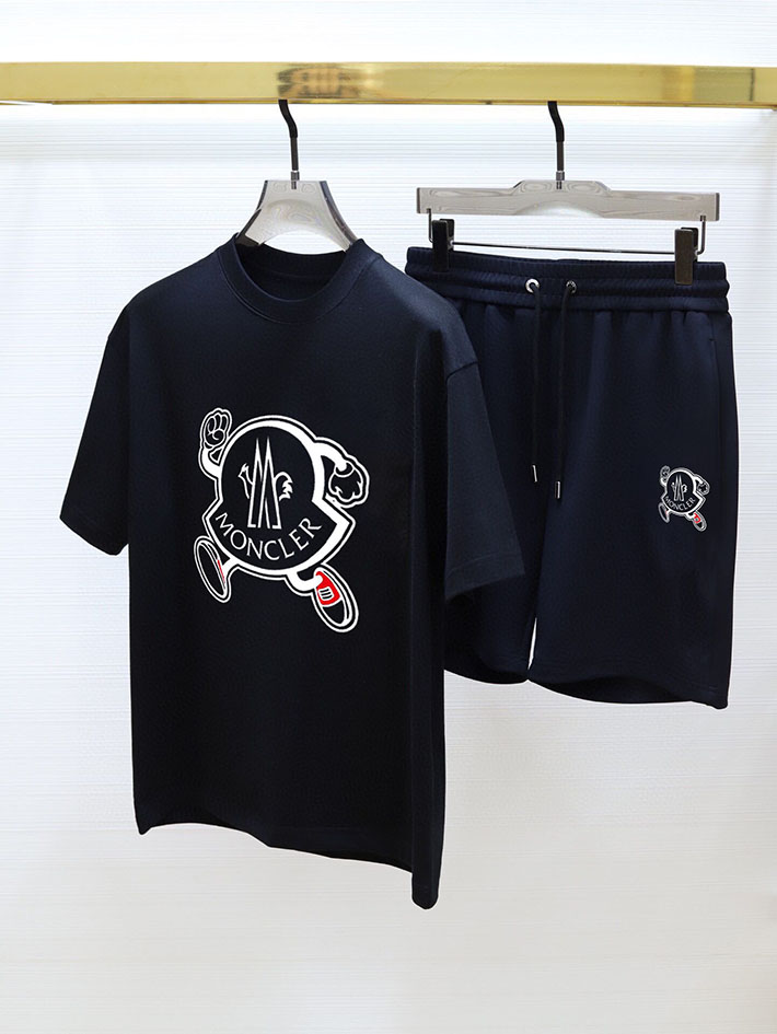 最高級モンクレールスーパーコピー モンクレールTシャツコピー MONCLER 服 Tシャツ×ショートパンツ 2024秋冬新作 ブラック J20918C000218390T999 コットン 100% - 画像 (7)
