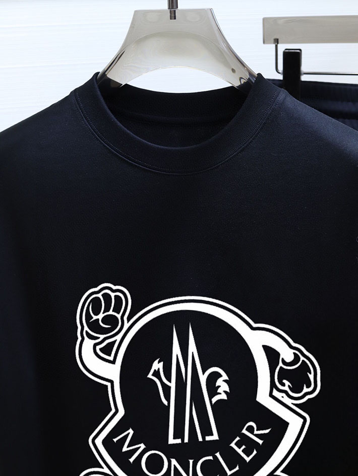 最高級モンクレールスーパーコピー モンクレールTシャツコピー MONCLER 服 Tシャツ×ショートパンツ 2024秋冬新作 ブラック J20918C000218390T999 コットン 100% - 画像 (6)