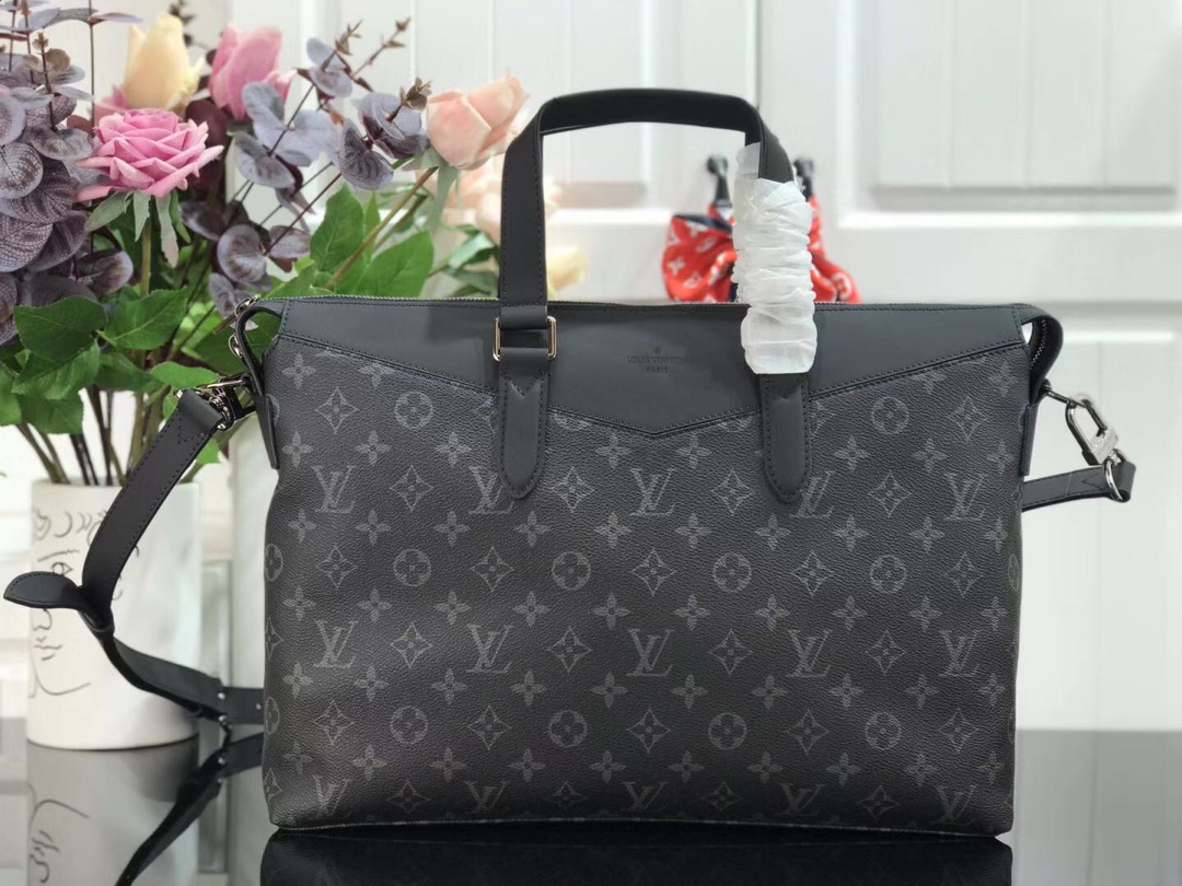 ルイヴィトン ビジネスバッグ メンズ Louis Vuitton ブリーフケース・エクスプローラー ブラック M40566 モノグラム・エクリプス キャンバス シルバー金具 - 画像 (9)