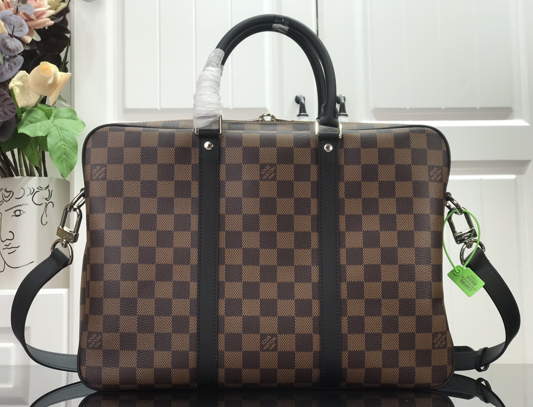 ルイヴィトン ビジネスバッグ メンズ Louis Vuitton ポルト ドキュマン ヴォワヤージュ PM ブラウン N41466 PVCコーティングキャンバス シルバー金具 - 画像 (8)