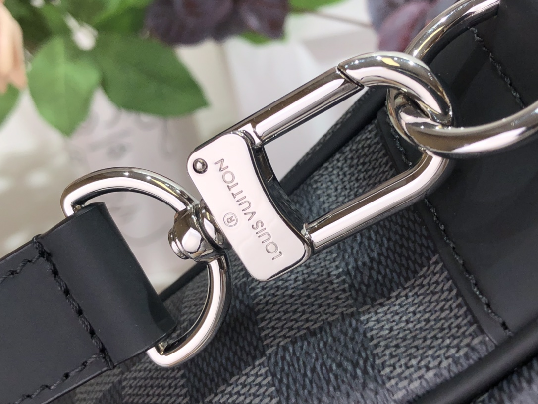 ルイヴィトン ビジネスバッグ メンズ Louis Vuitton ダミエ グラフィット PDV PM ブラック N41478 PVCコーティングキャンバス シルバー金具 - 画像 (5)