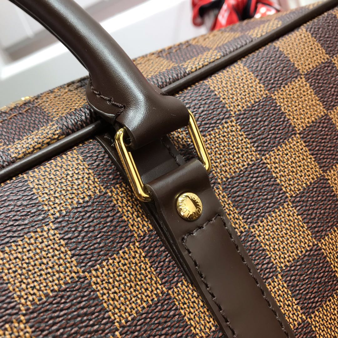 ルイヴィトン ビジネスバッグ メンズ Louis Vuitton ポルト ドキュマン・ヴォワヤージュ エベヌ N41124 ダミエ・エベヌ キャンバス ゴールド金具 - 画像 (5)