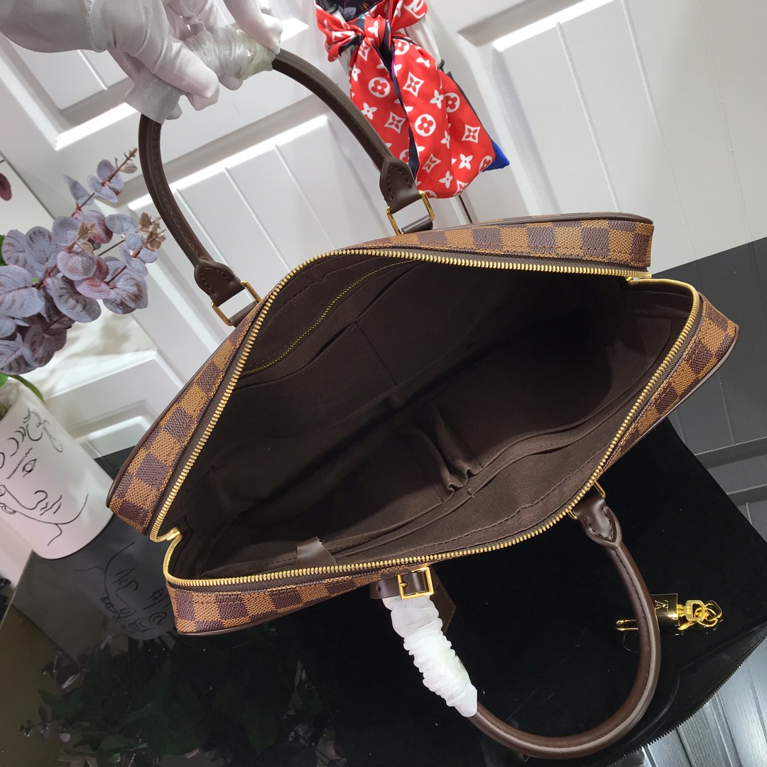 ルイヴィトン ビジネスバッグ メンズ Louis Vuitton ポルト ドキュマン・ヴォワヤージュ エベヌ N41124 ダミエ・エベヌ キャンバス ゴールド金具 - 画像 (2)