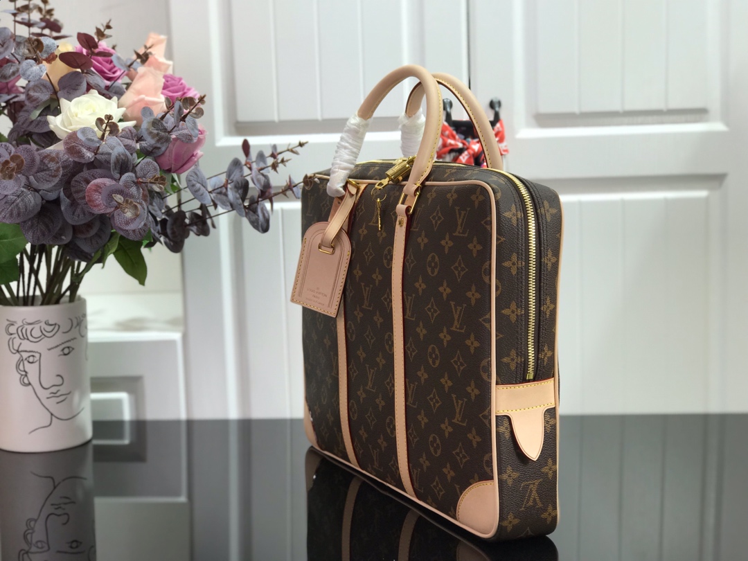 ルイヴィトン ビジネスバッグ メンズ Louis Vuitton ポルト ドキュマン・ヴォワヤージュ モノグラム M40226 モノグラム・キャンバス ゴールド金具 - 画像 (9)
