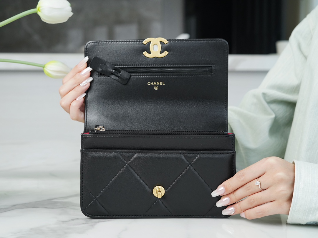 最高級シャネルスーパーコピー シャネルバッグコピー CHANEL 19 チェーンウォレット ブラック AP3267 B04852 94305 ラムスキン ゴールド金具 - 画像 (6)