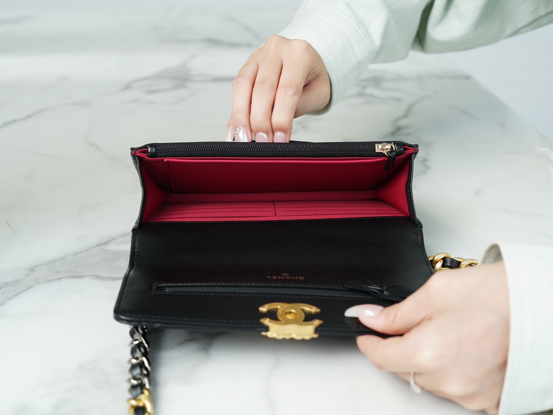 最高級シャネルスーパーコピー シャネルバッグコピー CHANEL 19 チェーンウォレット ブラック AP3267 B04852 94305 ラムスキン ゴールド金具 - 画像 (5)