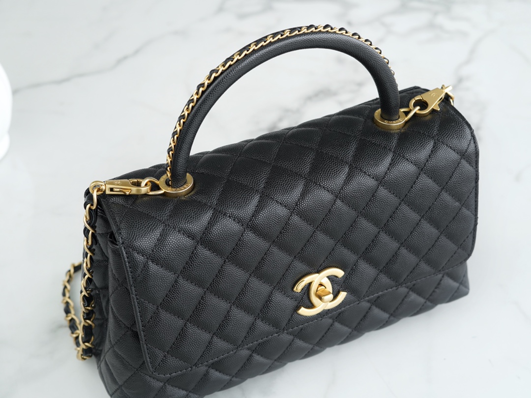 最高級シャネルスーパーコピー シャネルバッグコピー CHANEL ラージ トップハンドル フラップ バッグ ブラック A92991 B05061 94305 カーフスキン ゴールド金具 - 画像 (7)