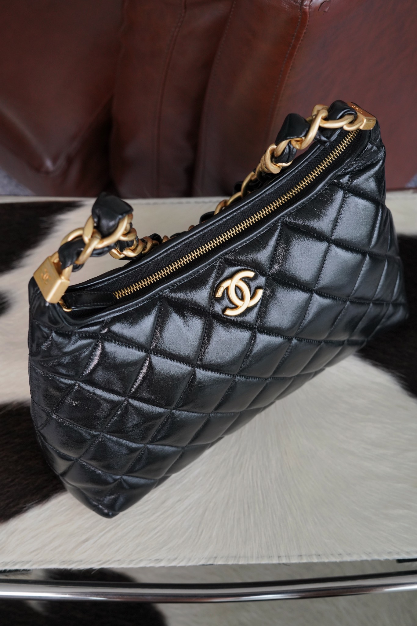 最高級シャネルスーパーコピー シャネルバッグコピー CHANEL ホーボー バッグ ブラック AS4923 B16897 94305 ラムスキン ゴールド金具 - 画像 (7)