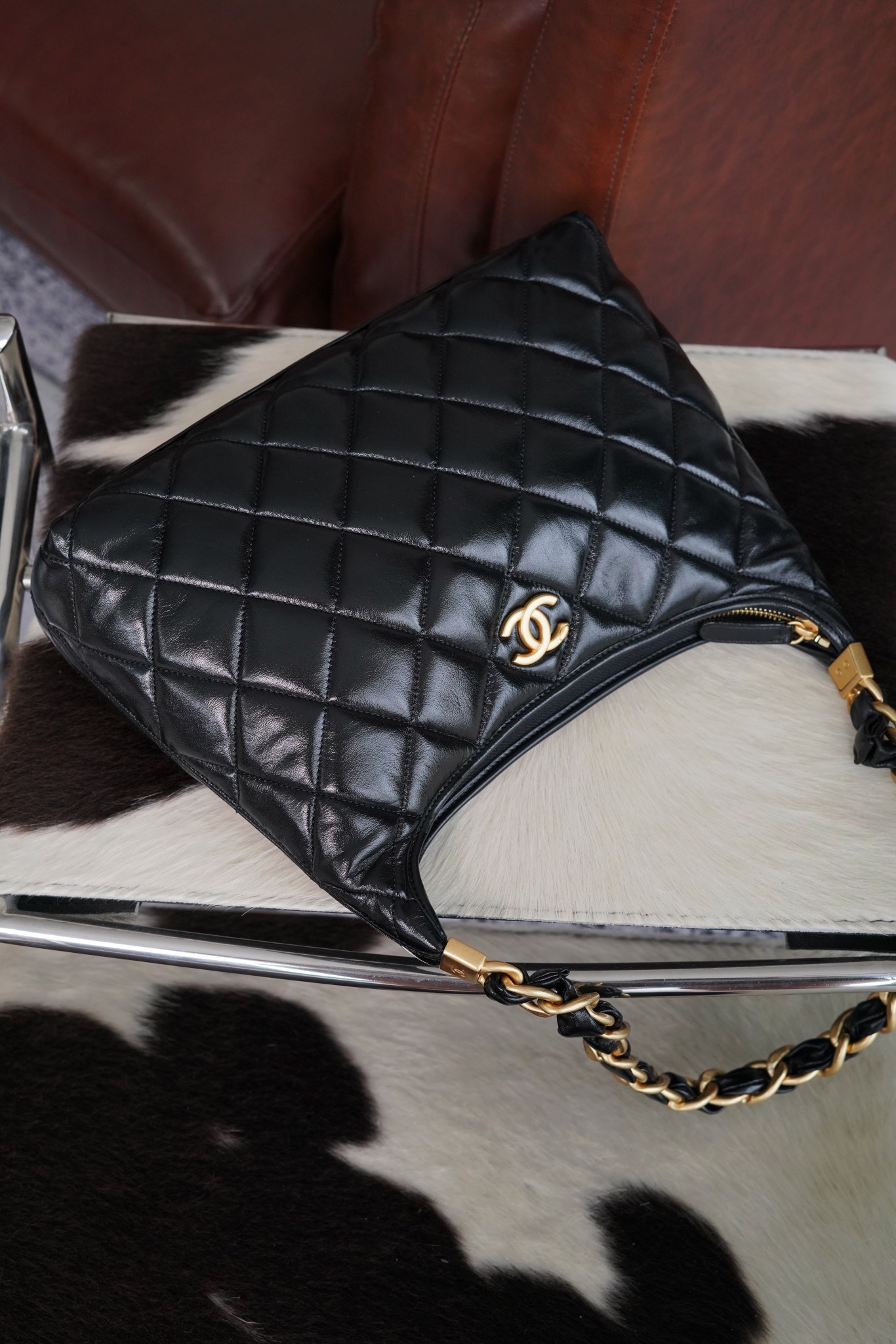 最高級シャネルスーパーコピー シャネルバッグコピー CHANEL ホーボー バッグ ブラック AS4923 B16897 94305 ラムスキン ゴールド金具 - 画像 (5)