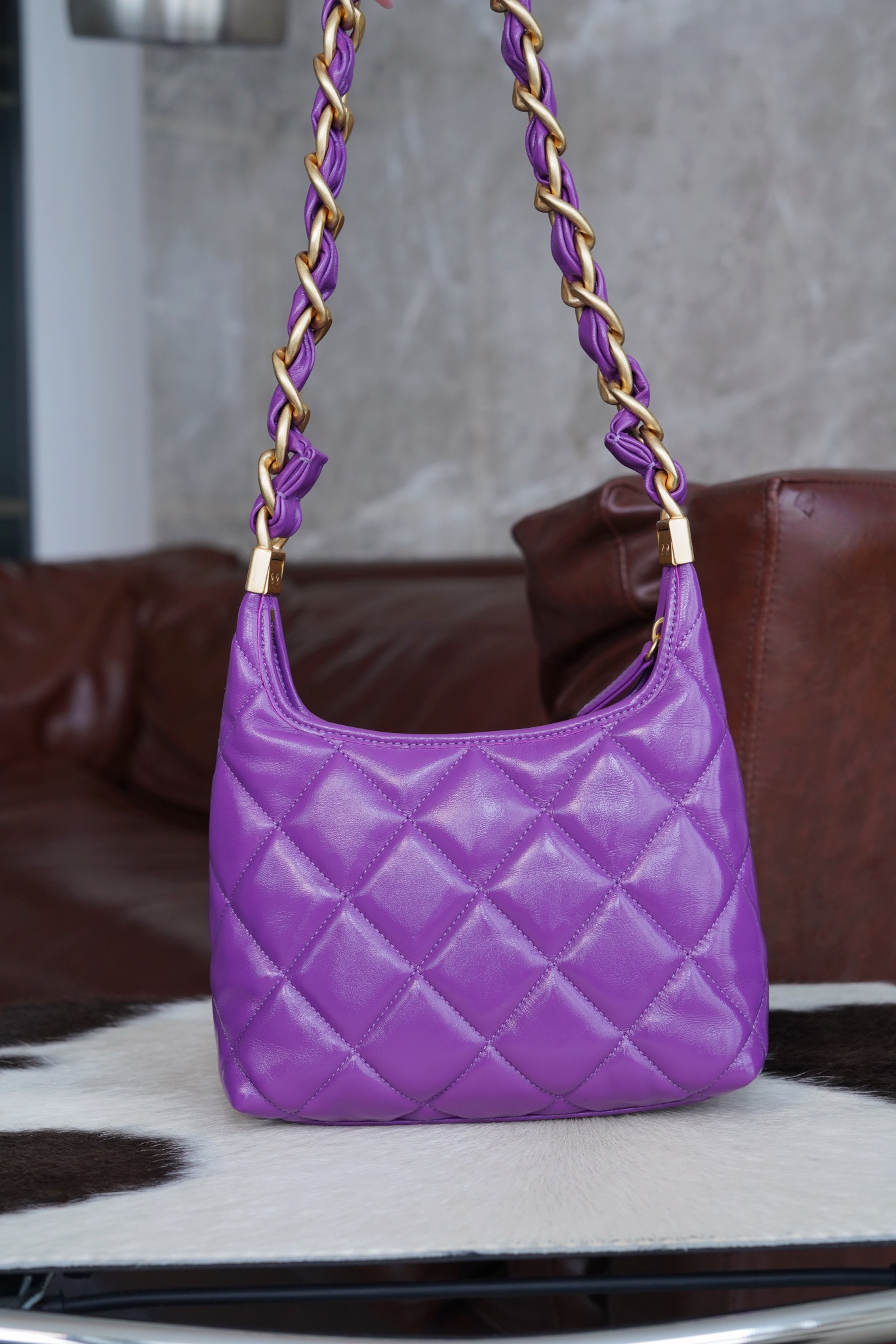最高級シャネルスーパーコピー シャネルバッグコピー CHANEL スモール ホーボー バッグ パープル AS4922 B16897 94305 ラムスキン ゴールド金具 - 画像 (9)