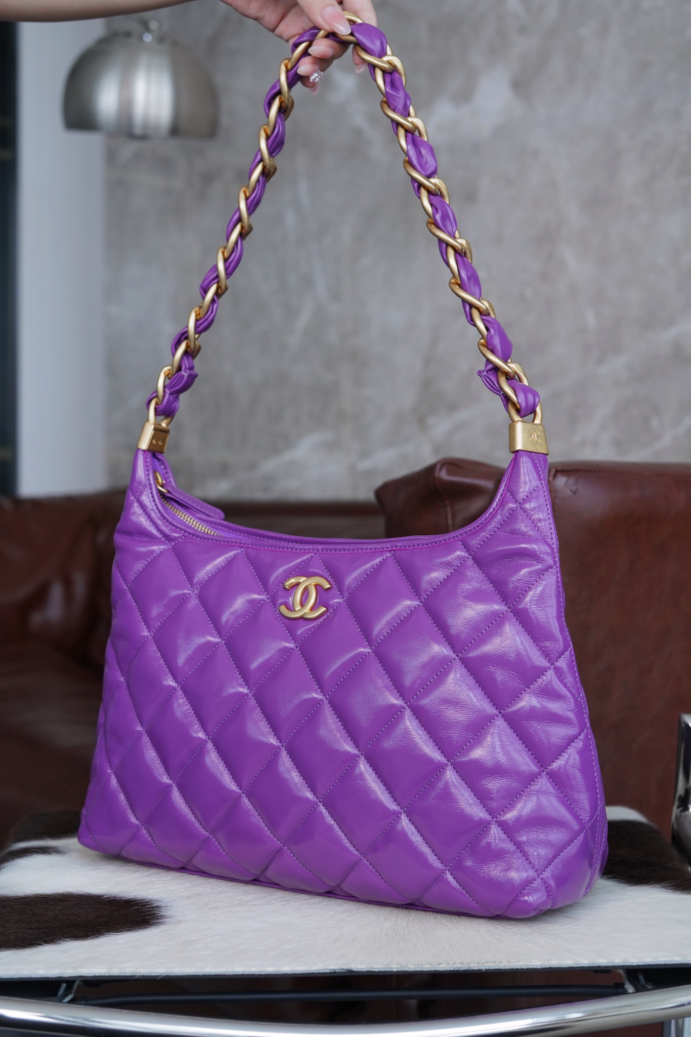 最高級シャネルスーパーコピー シャネルバッグコピー CHANEL ホーボー バッグ ブラウン AS4923 B16897 94305 ラムスキン ゴールド金具 - 画像 (9)