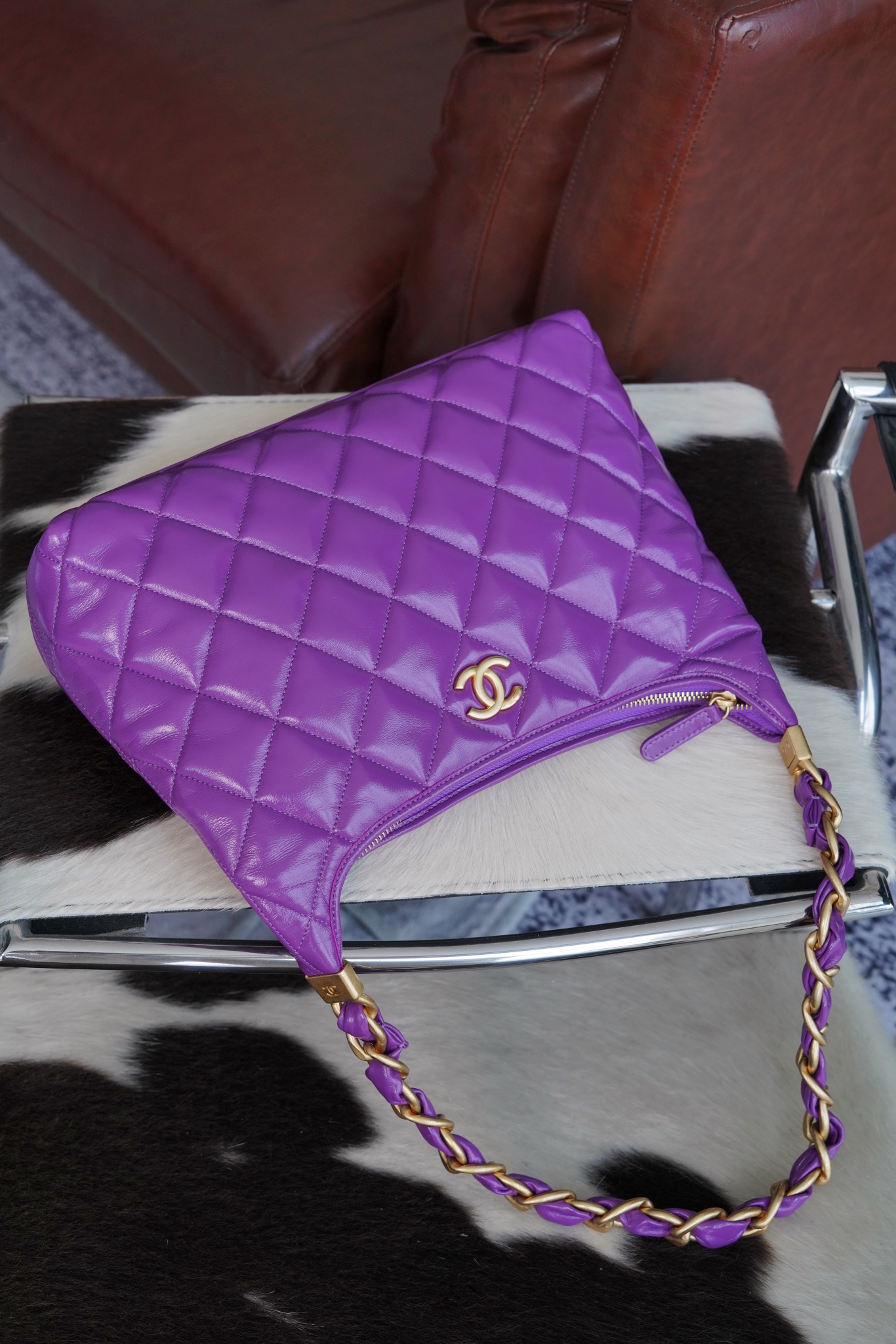 最高級シャネルスーパーコピー シャネルバッグコピー CHANEL ホーボー バッグ ブラウン AS4923 B16897 94305 ラムスキン ゴールド金具 - 画像 (2)